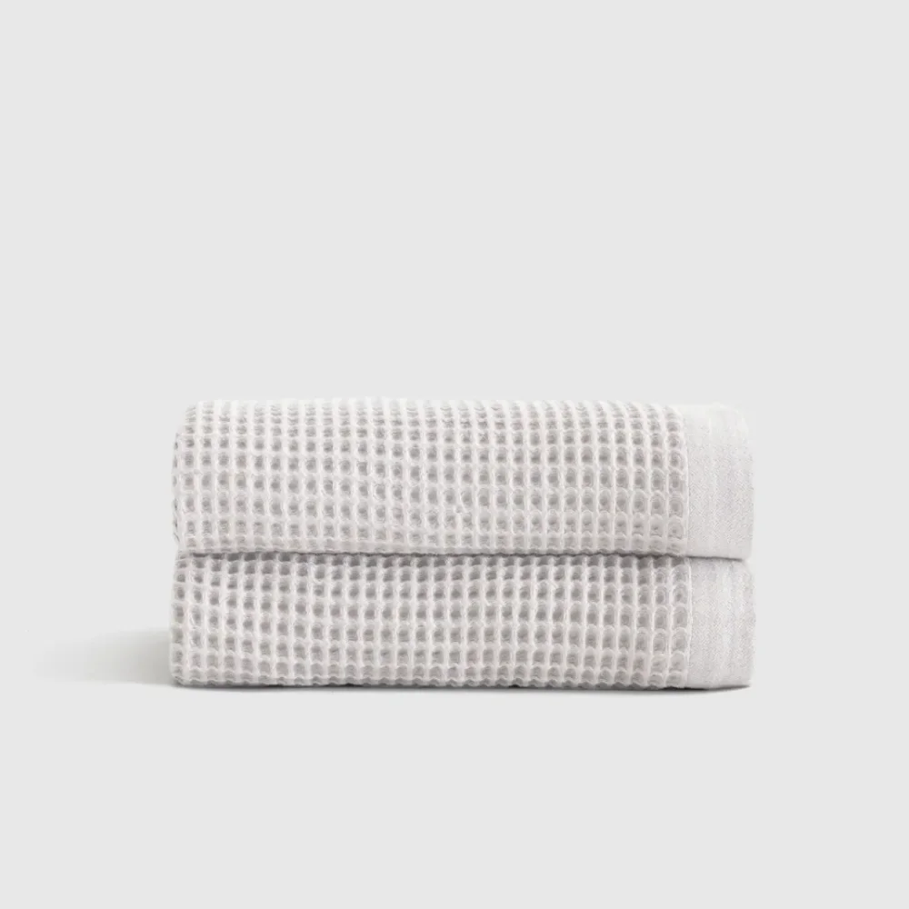 NWT! Quince Organic Cotton Turkish Waffle Silver Bath Towels! Set Of 2! (773)
